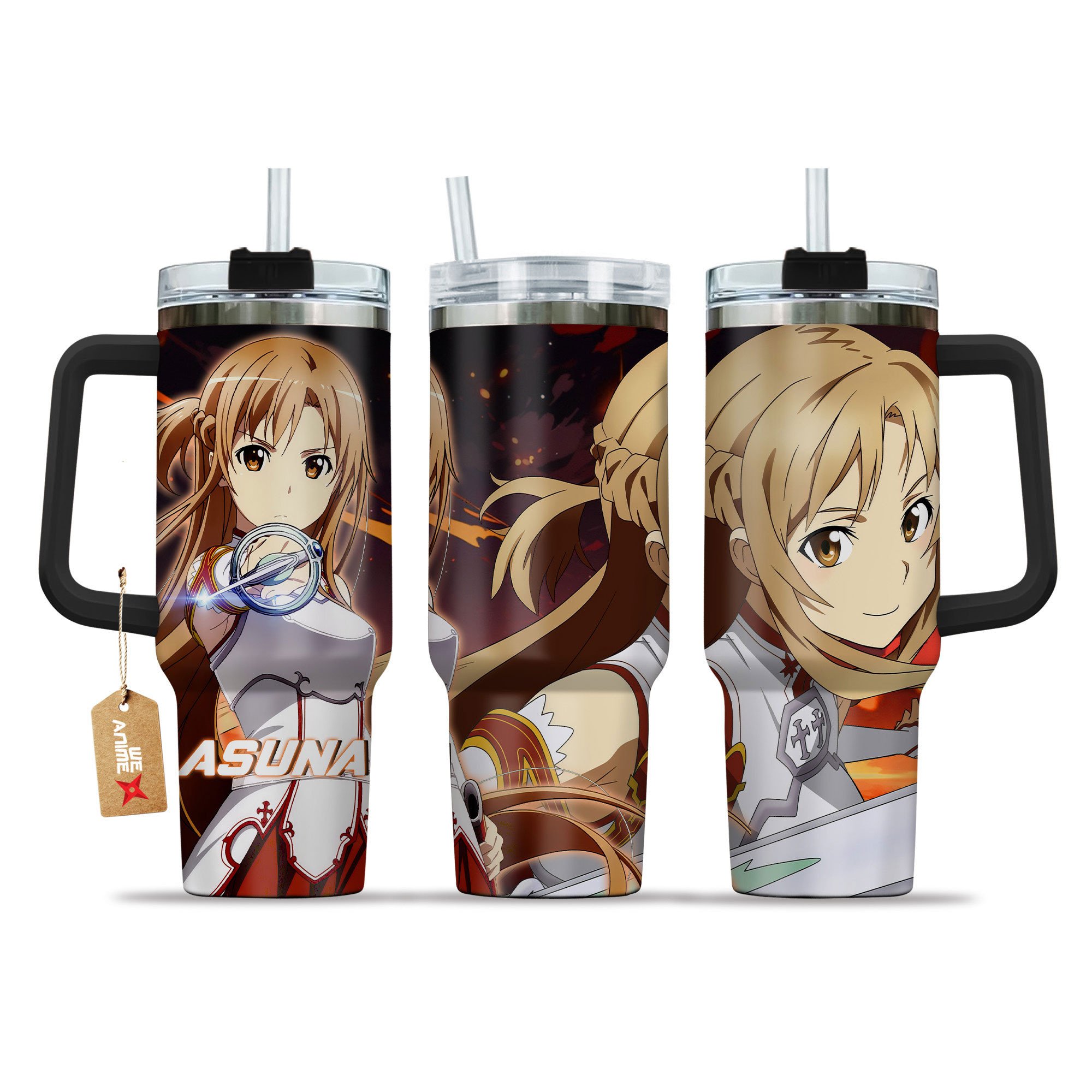 Hydratemerch Yuuki Asuna (Asuna) Sword Art Online Anime Custom Stanley Quencher 40oz Stainless Steel Tumbler With Handle