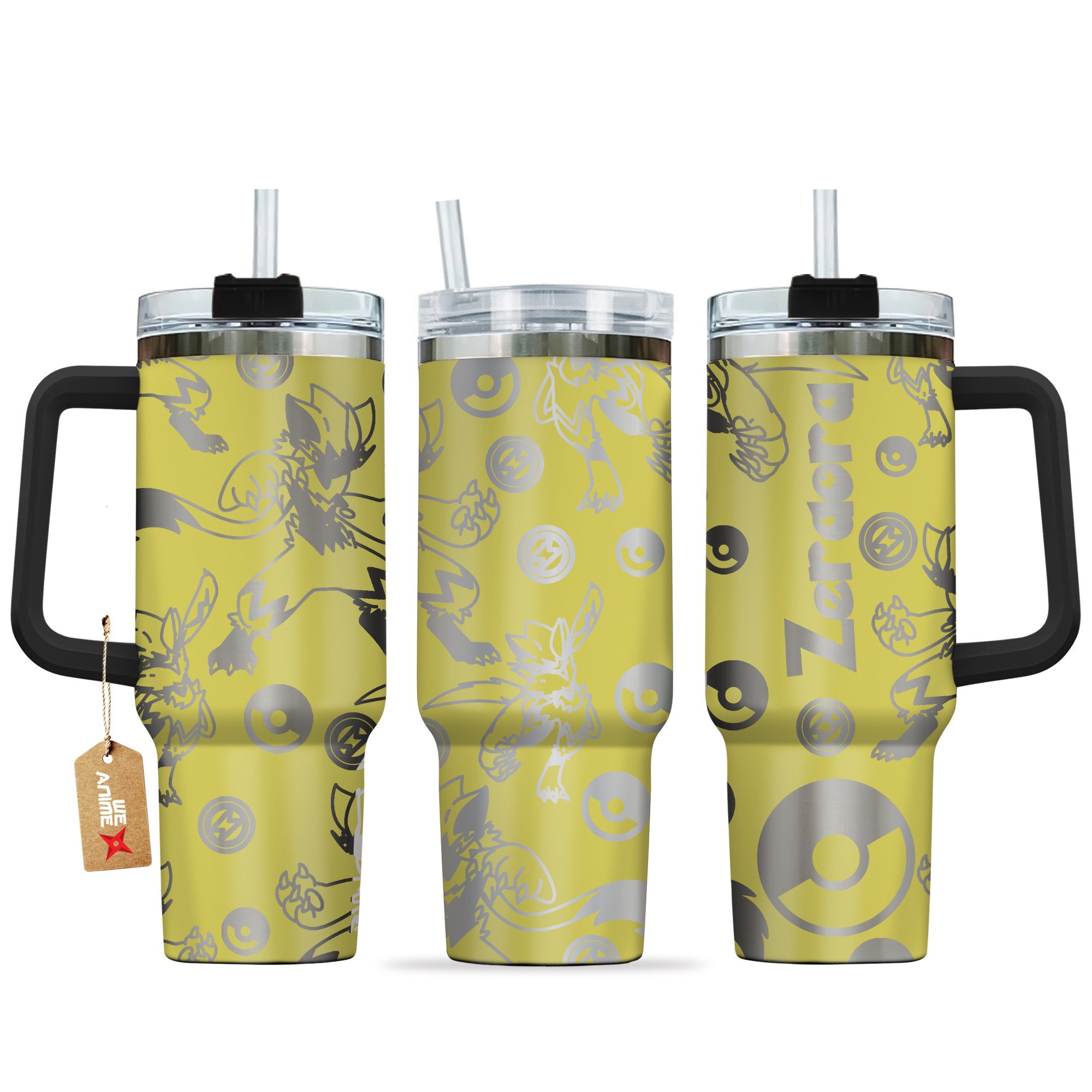 Hydratemerch Zeraora Pokemon Anime Custom Stanley Quencher 40oz Stainless Steel Tumbler With Handle