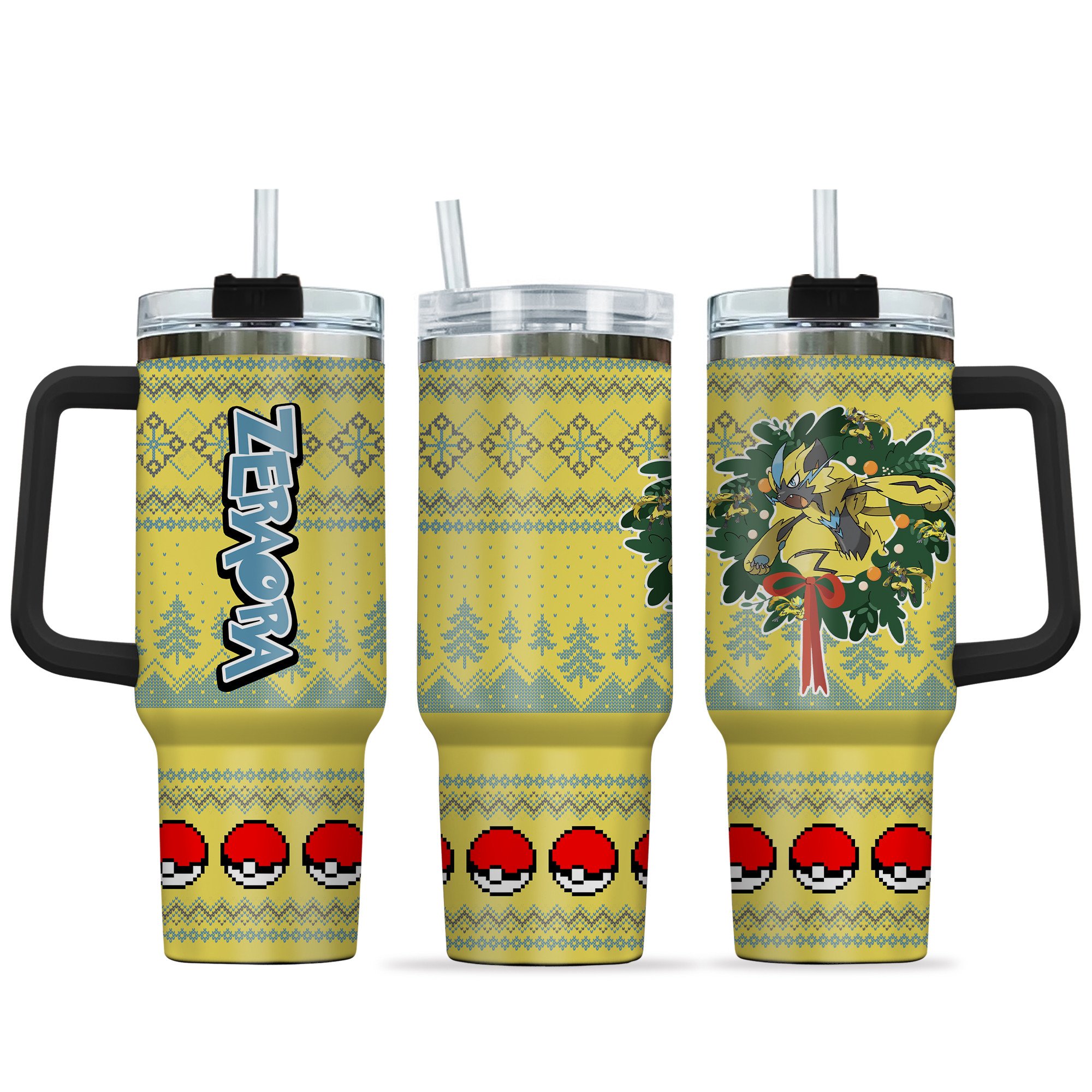 Hydratemerch Zeraora Pokemon Anime Custom Stanley Quencher 40oz Stainless Steel Tumbler With Handle