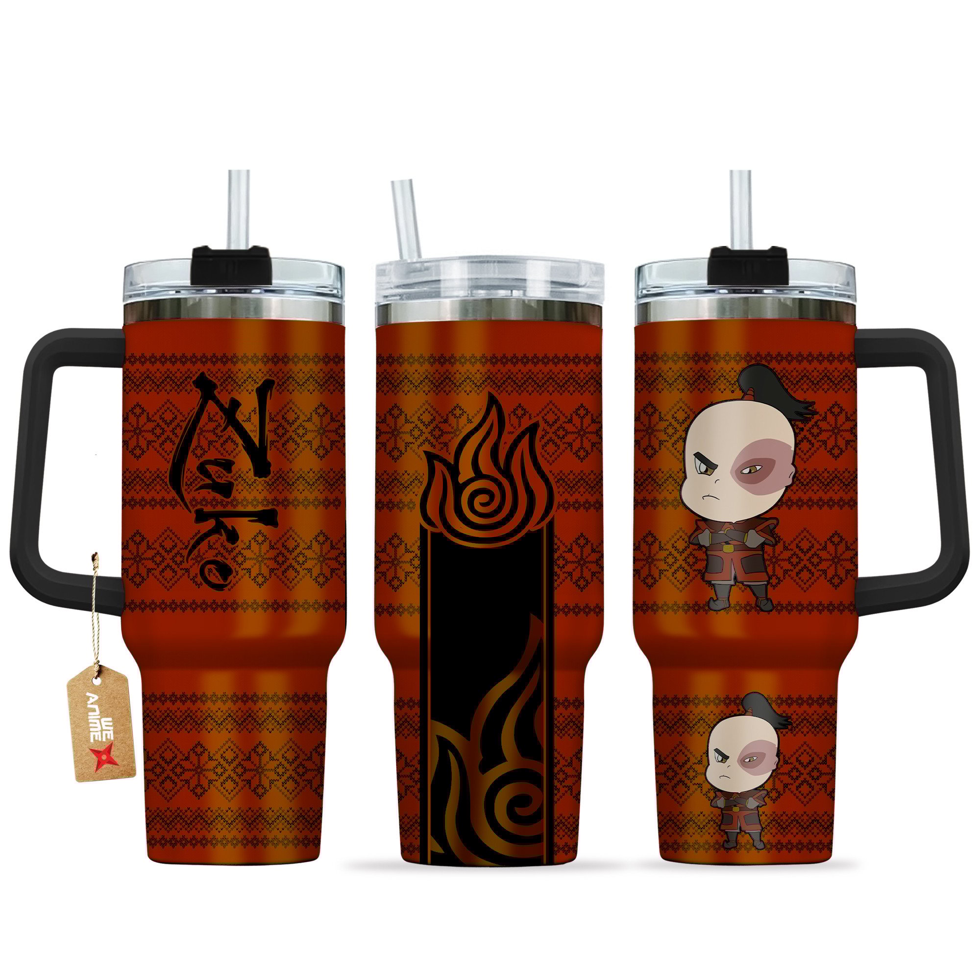 Hydratemerch Zuko Avatar Anime Custom Stanley Quencher 40oz Stainless Steel Tumbler With Handle